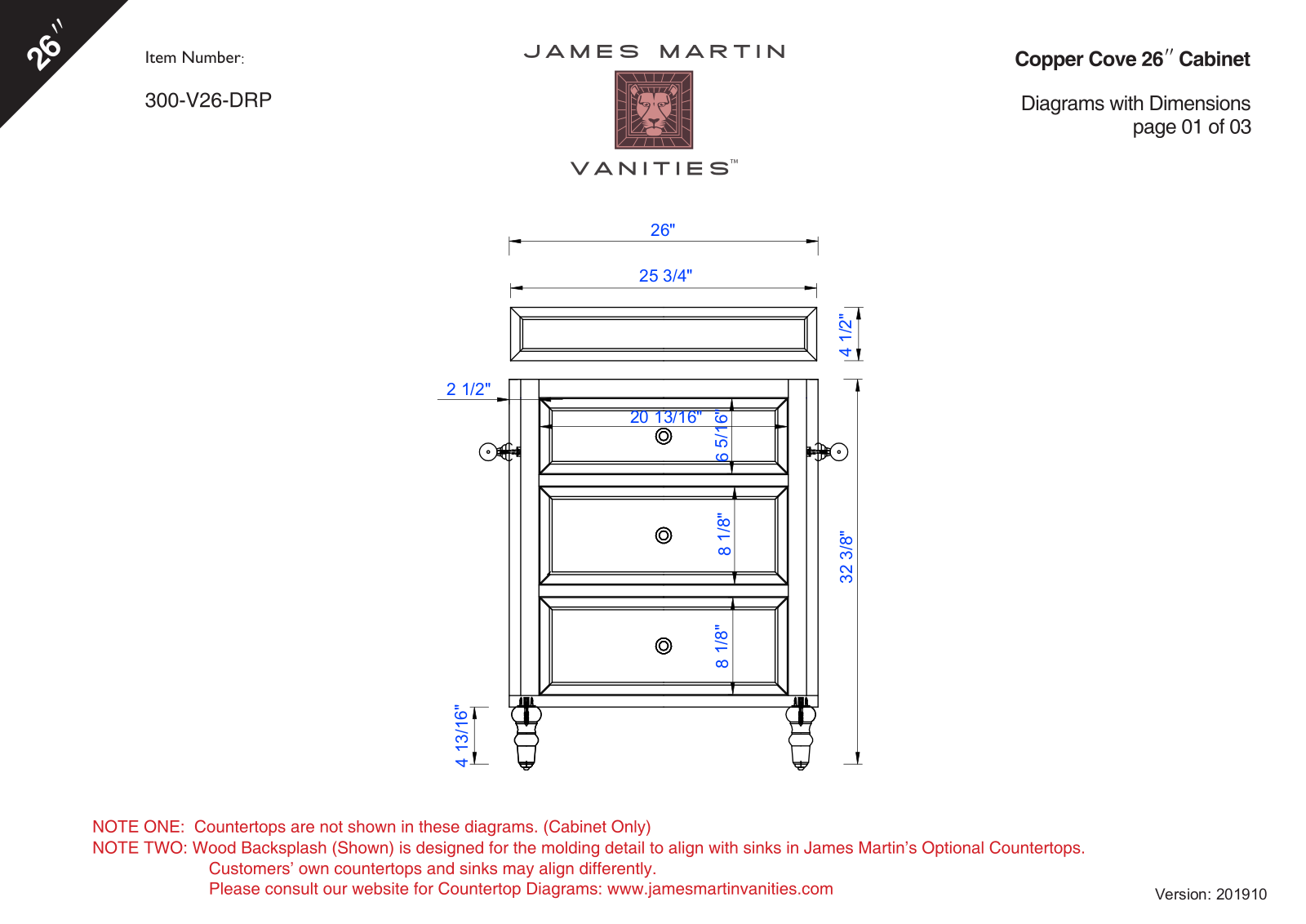 James Martin 300V26DRP3IBK, 300V26DRP3CLW, 300V26DRP3CSP, 300V26DRP3EJP, 300V26DRP3OCAR Diagram