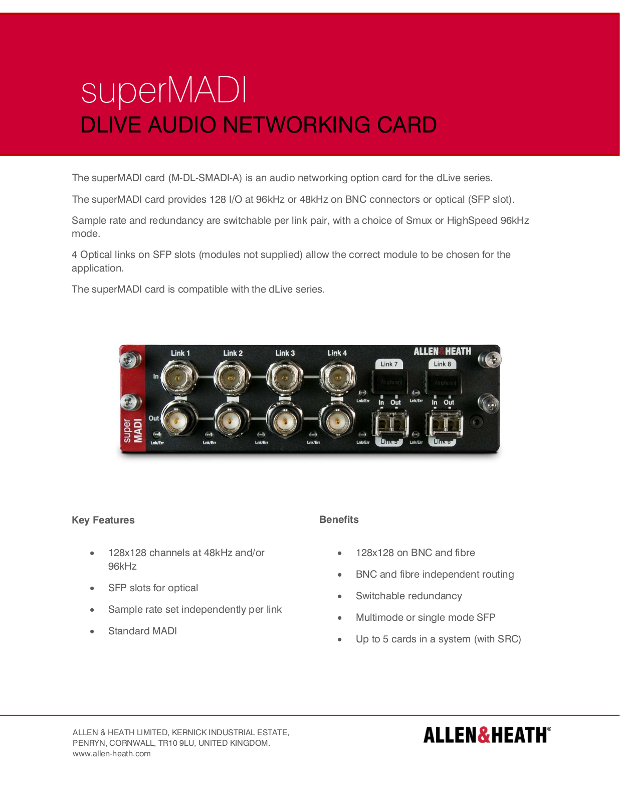 Allen & Heath M-DL-SMADI-A Data Sheet - ManualMachine.com