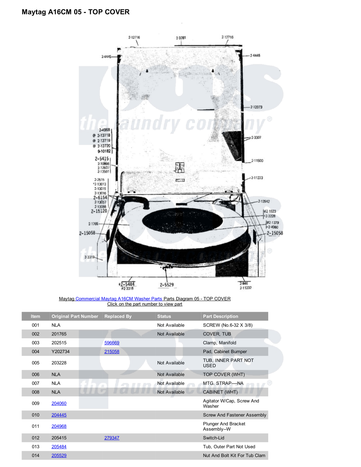 Maytag A16CM Parts Diagram