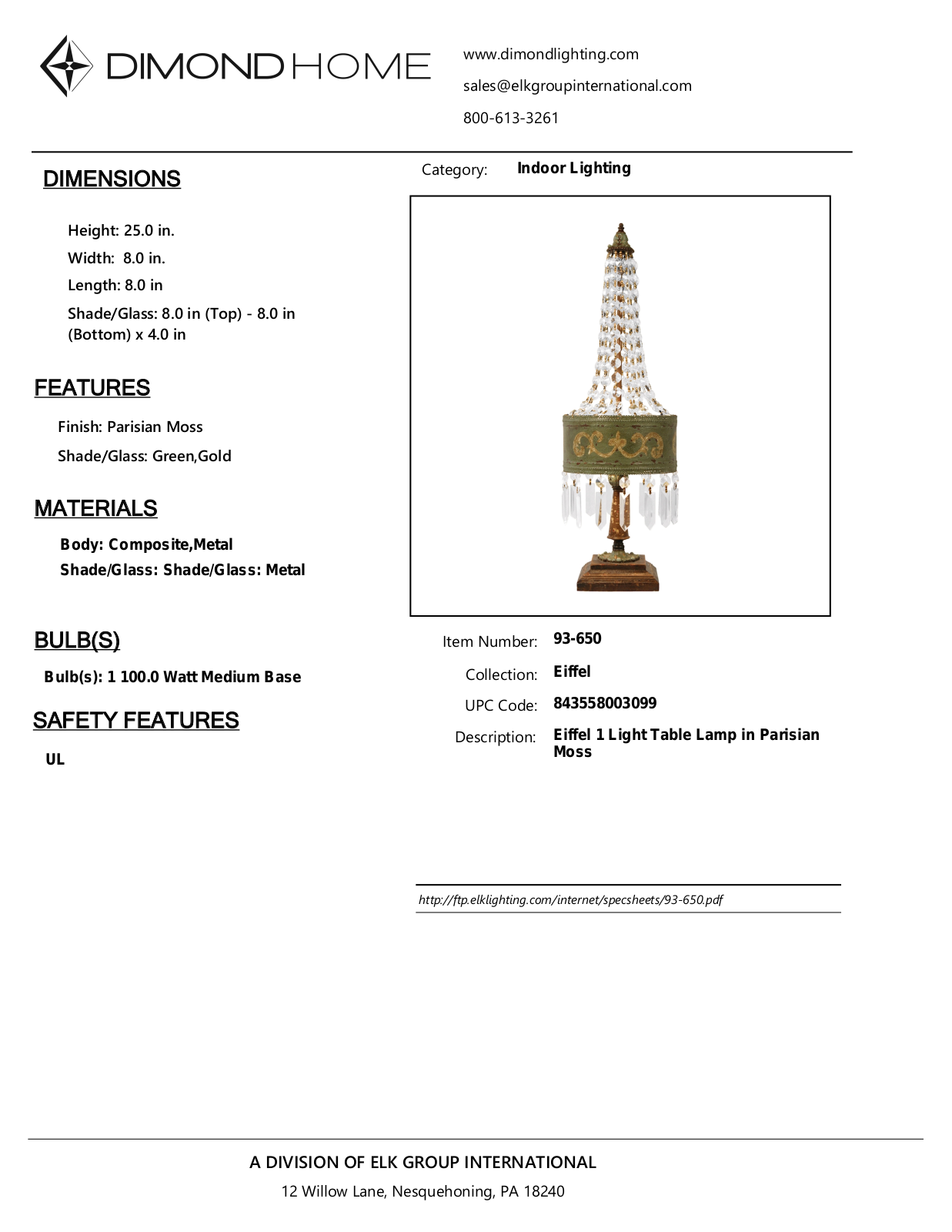 ELK Home 93650 User Manual