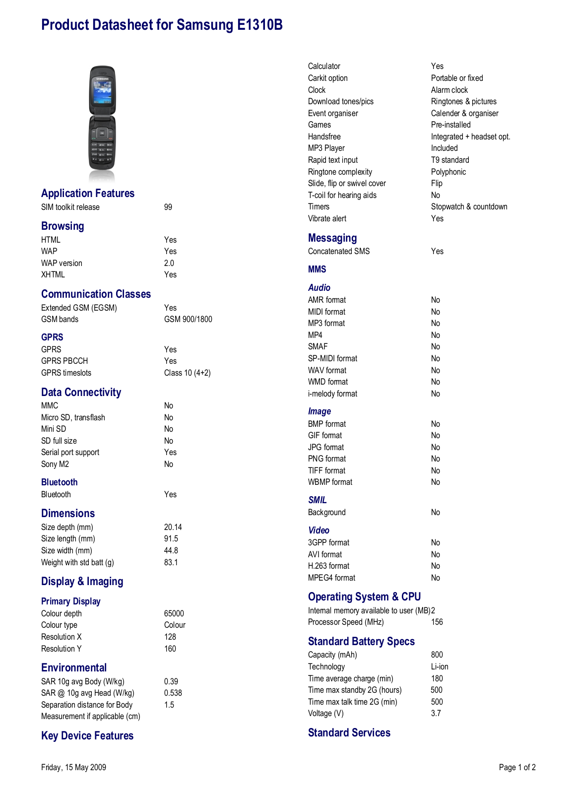 Samsung E1310B User Manual