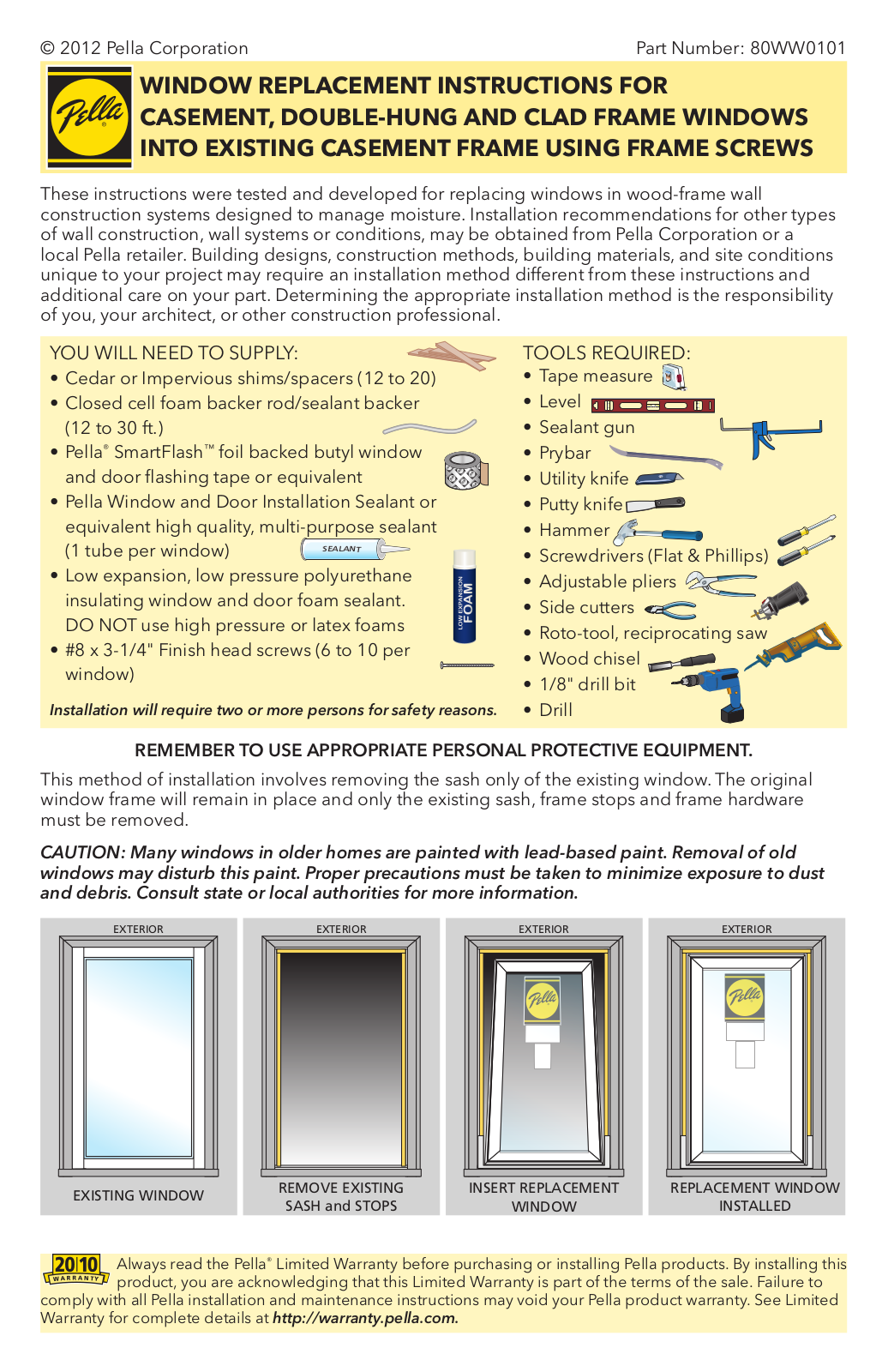 Pella 80WW0101 User Manual