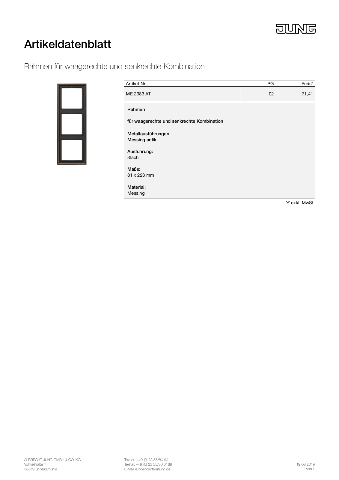 Jung ME 2983 AT User Manual