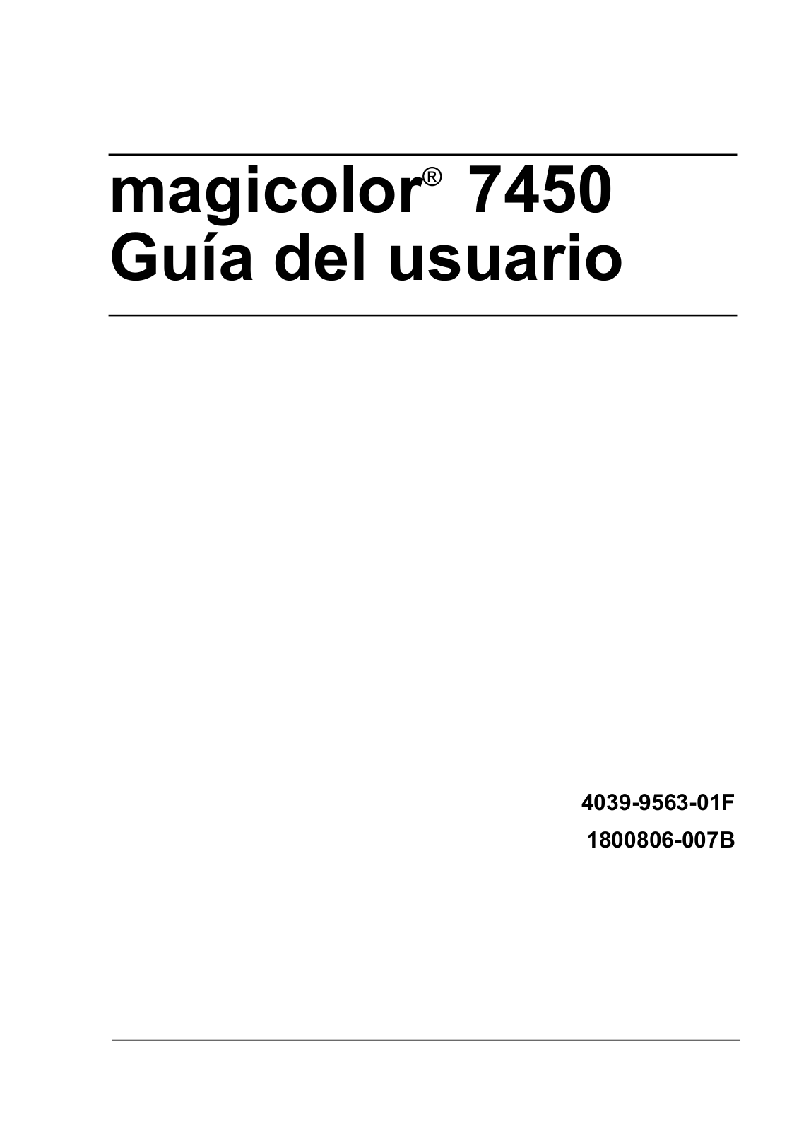 Konica minolta MAGICOLOR 7450 User Manual