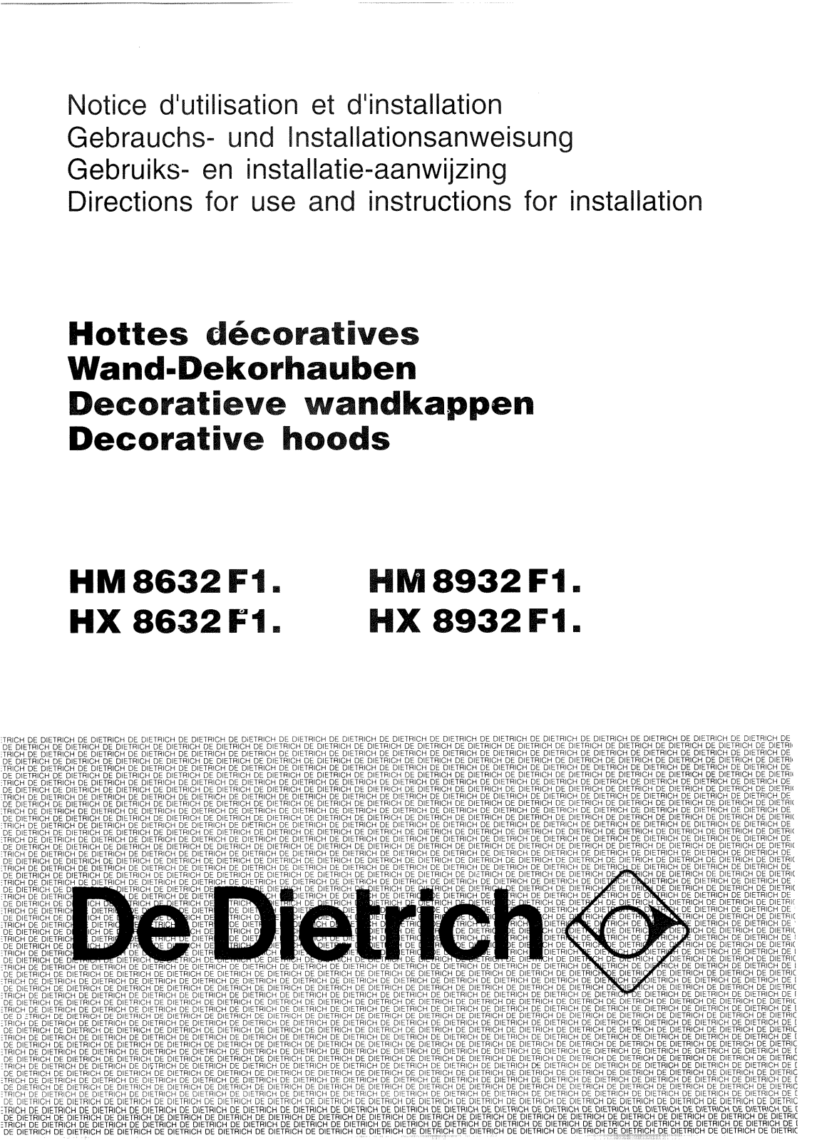 De dietrich HX8932F1, HX8632F1, HM8932F1 User Manual