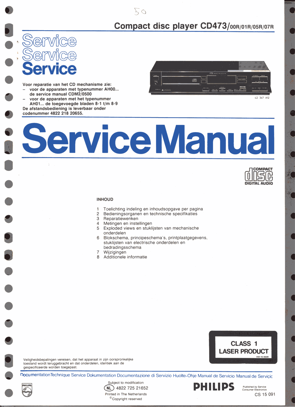 Philips CD473 Service manual