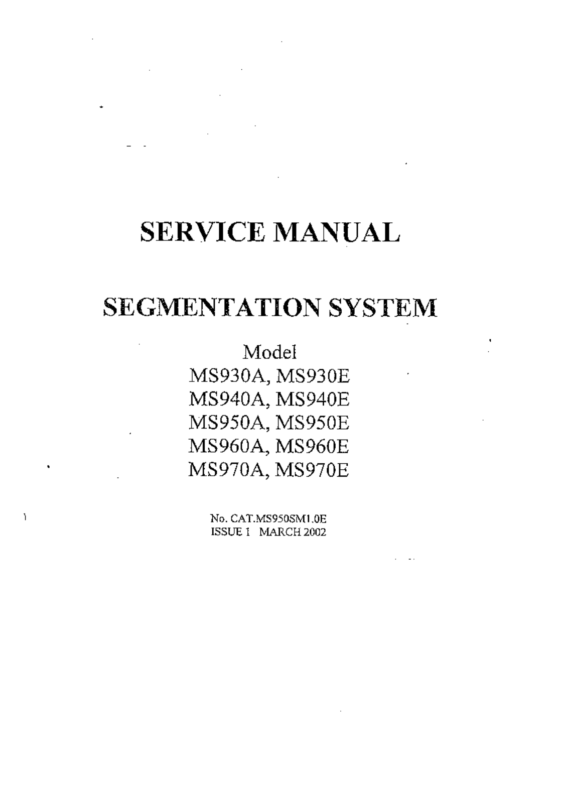 Terumo MS9xx Service manual