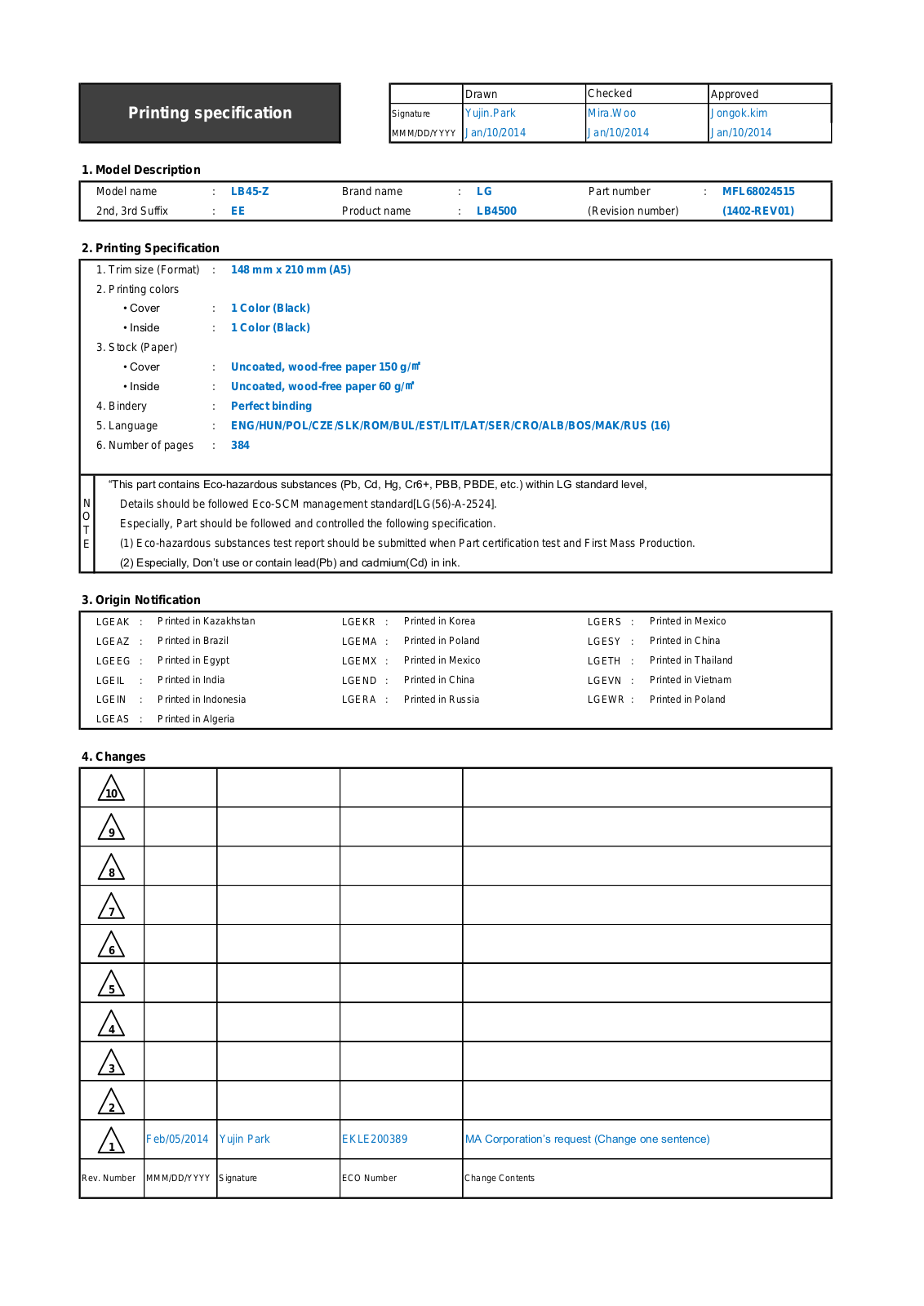 LG 24LB457B User Manual