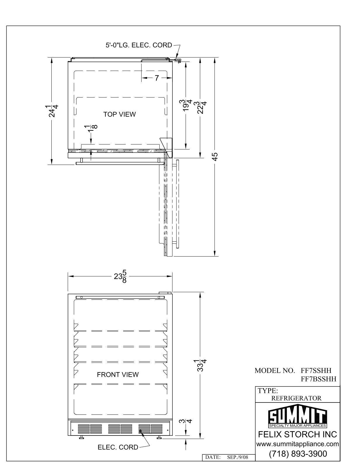 Summit FF7BSSHH User Manual