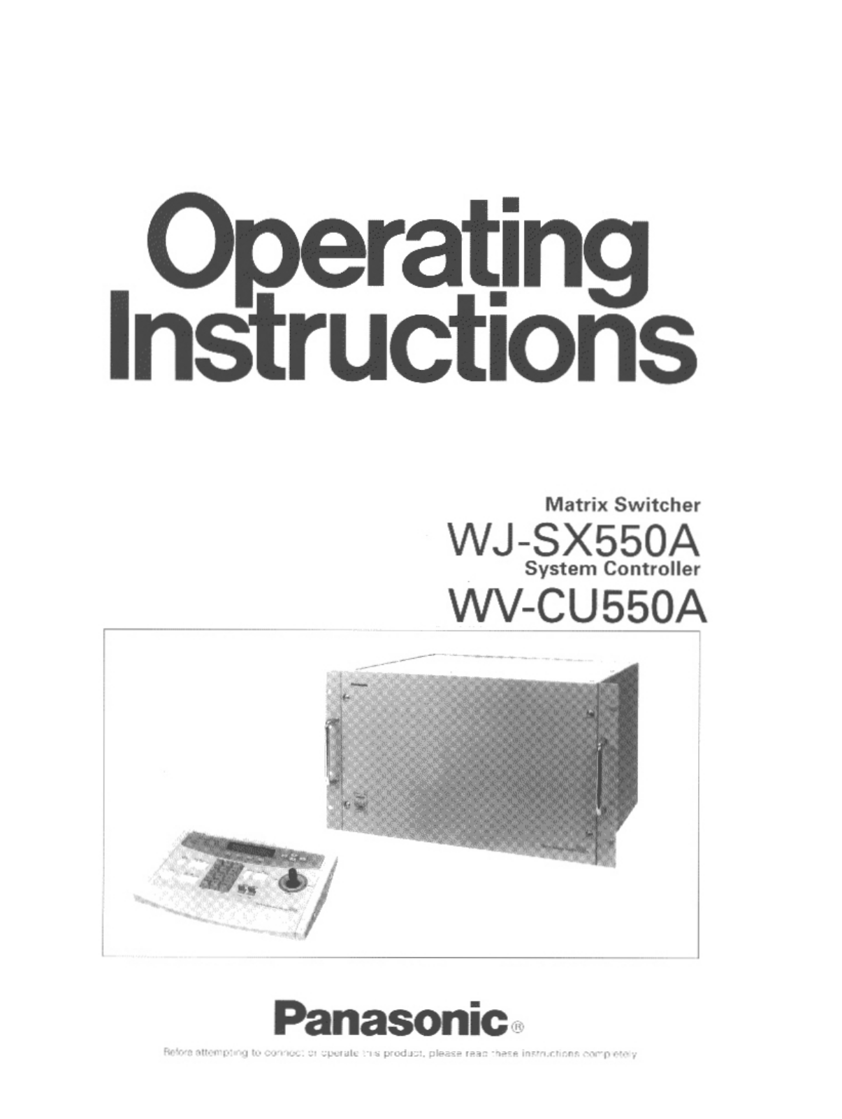 Panasonic WV-CU550A, WJ-SX550A User Manual