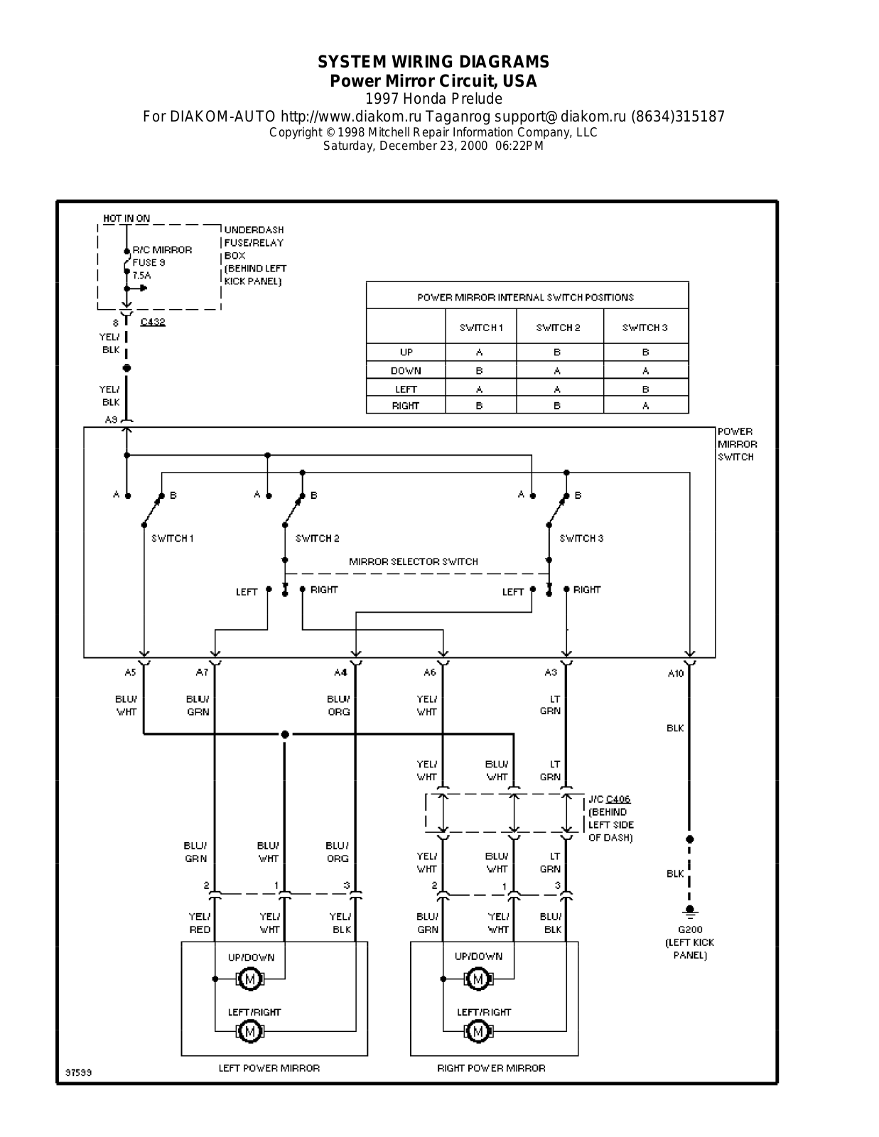 Honda Prelude 1997-1999 Wire Diagrams  17501