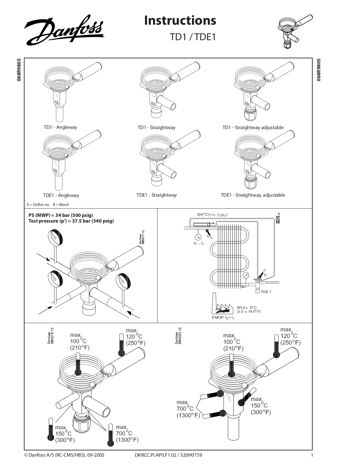 Danfoss TD1, TDE1 Installation guide