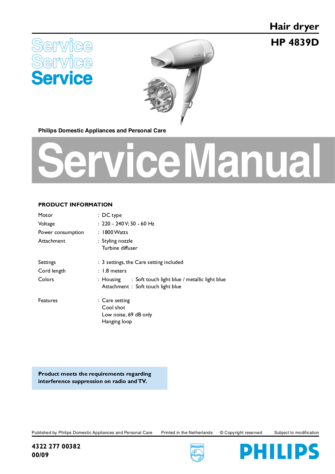 Philips HP 4839D Service Manual