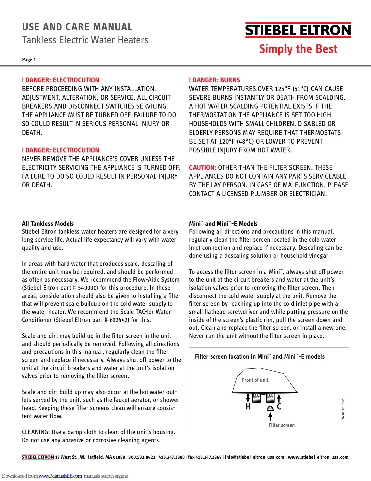 STIEBEL ELTRON DHC series, DHC-E, Tempra Use And Care Manual