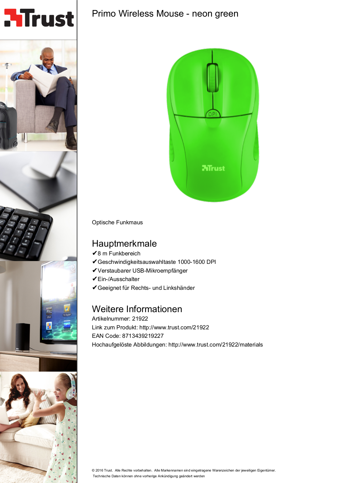 Trust Primo Wireless Mouse - neon green User Manual