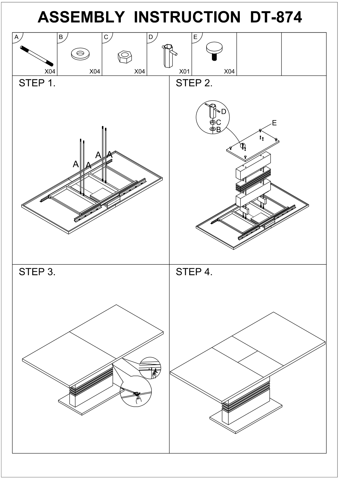 Stool Group DT-874 ASSEMBLY INSTRUCTIONS