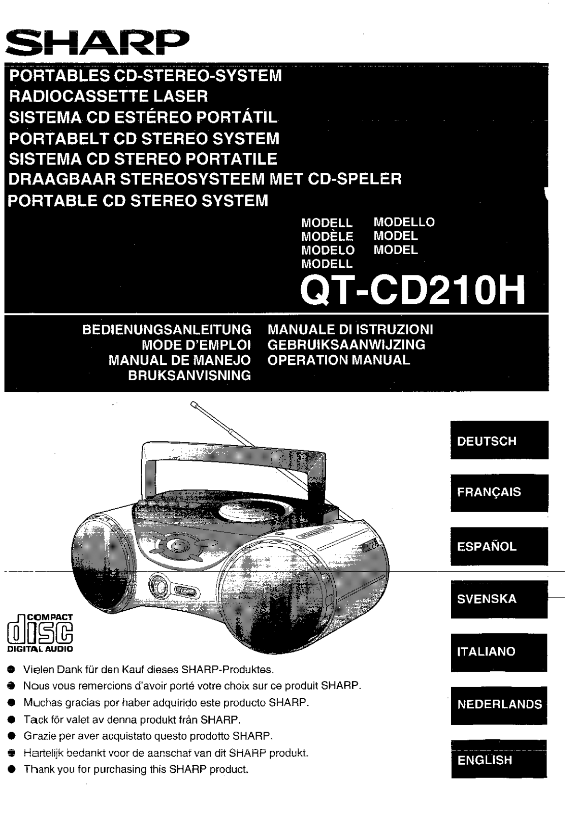 Sharp QT-CD210H User Manual