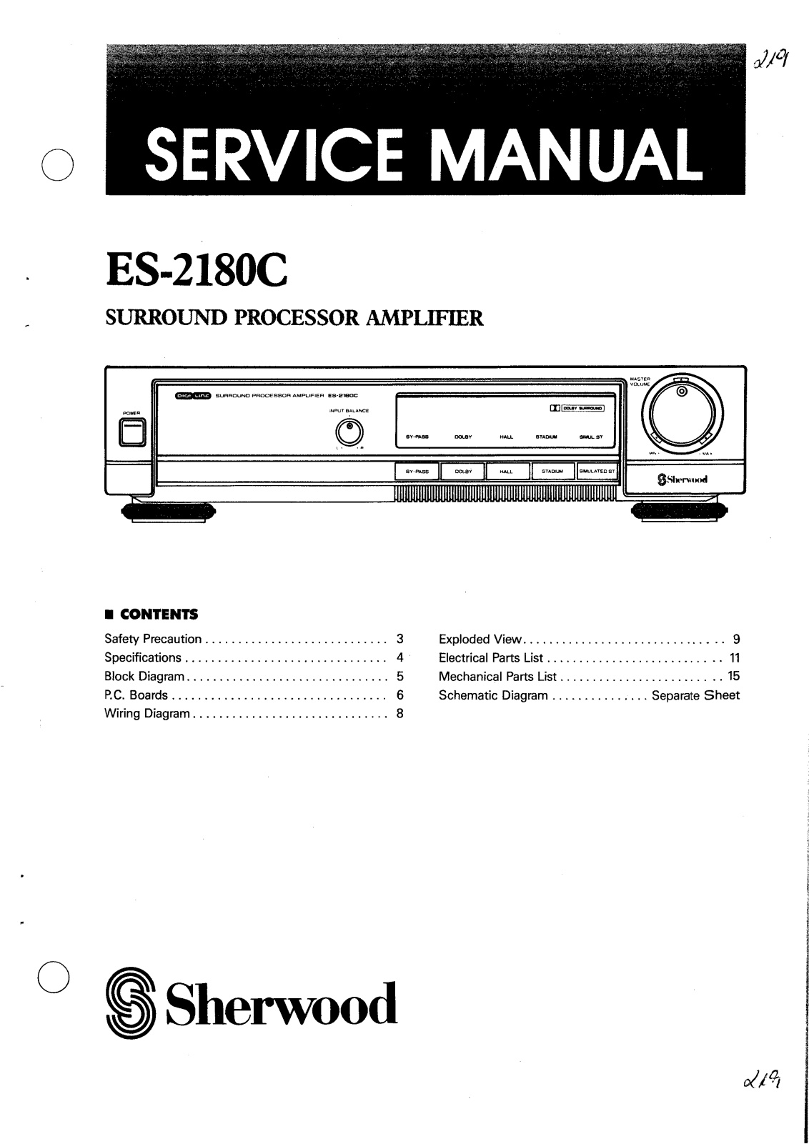 Sherwood ES-2180-C Service manual