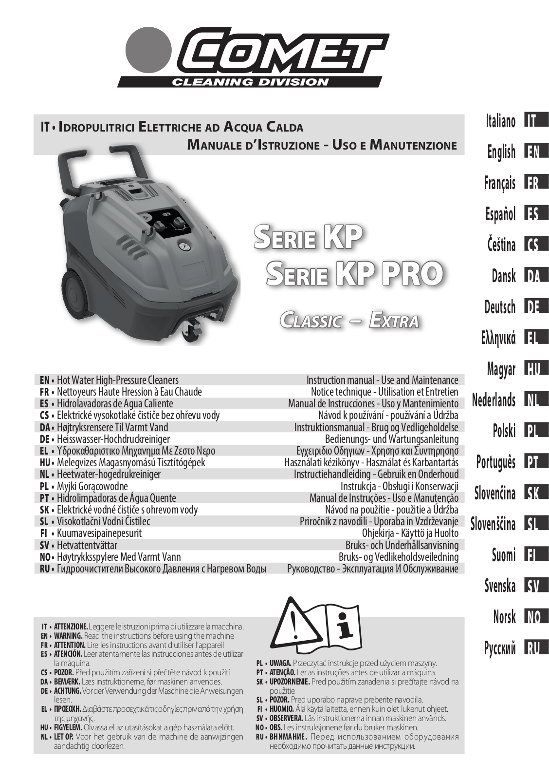 Comet KP classic, KP PRO extra, KP extra, KP PRO classic Instruction Manual