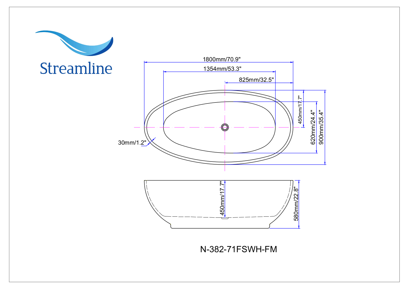 Streamline Bath SLBH1931 Dimensions - ManualMachine.com