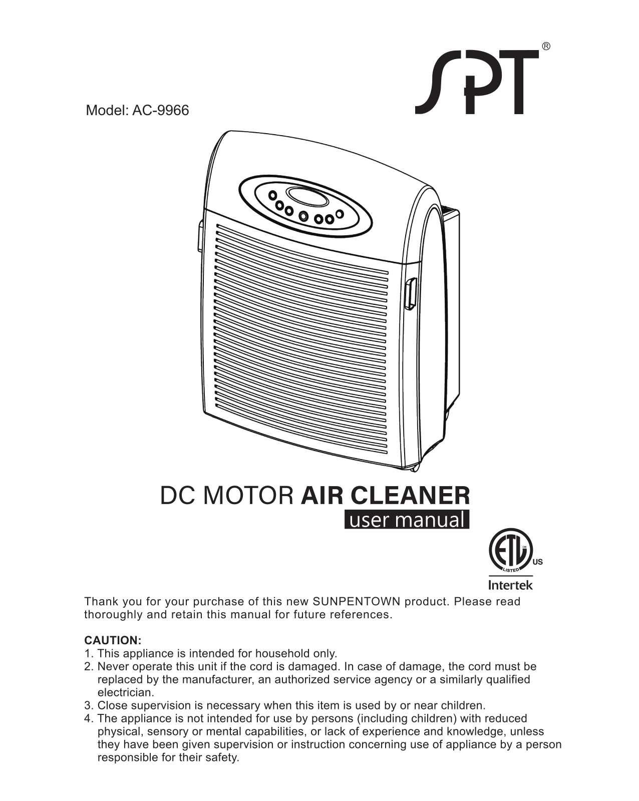 sunpentown AC9966 User Manual