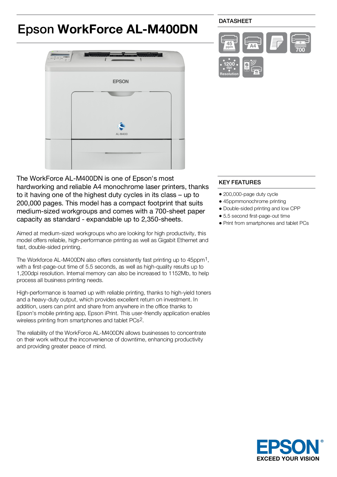 Epson C11CC65011BY Product Data Sheet