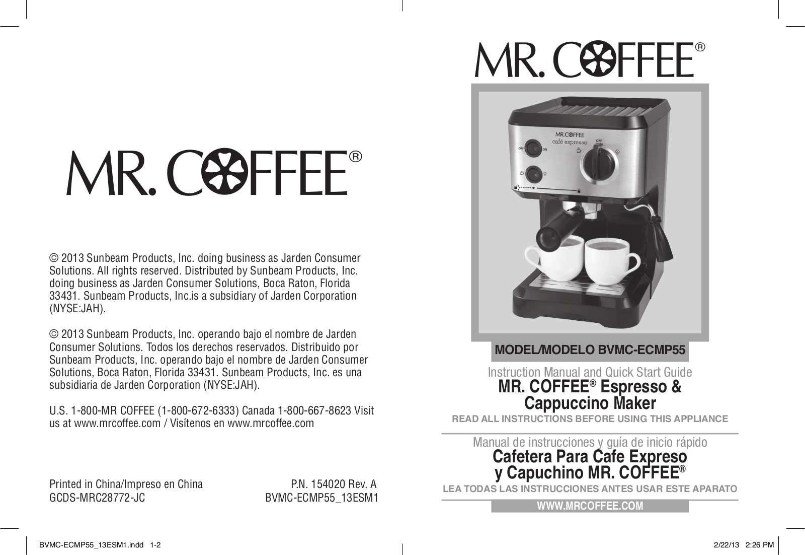 Mr. Coffee BVMC-ECMP55 Instruction Manual