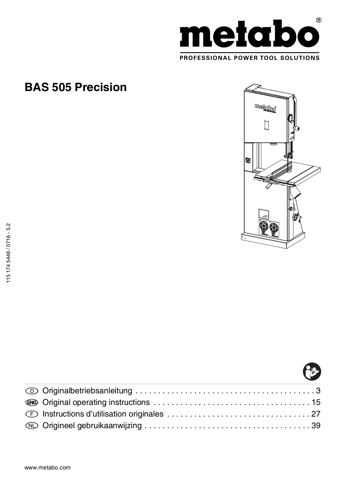 Metabo BAS 505 WNB Precision operation manual