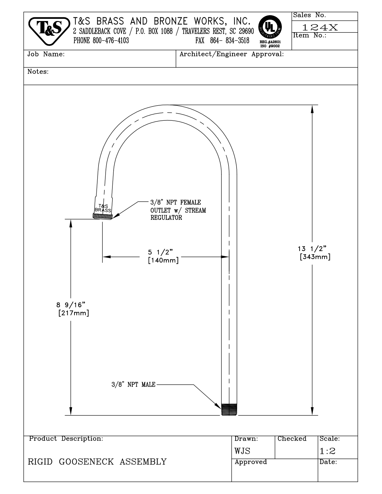 T & S Brass & Bronze Works 124X General Manual