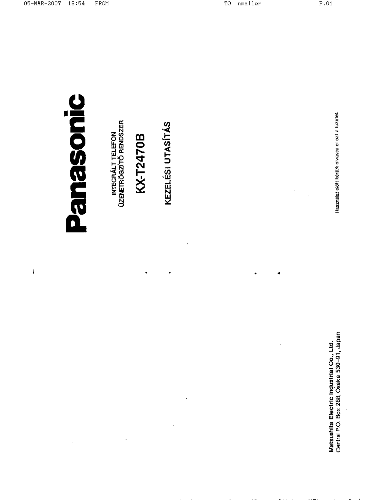 Panasonic KX-T2470B User Manual