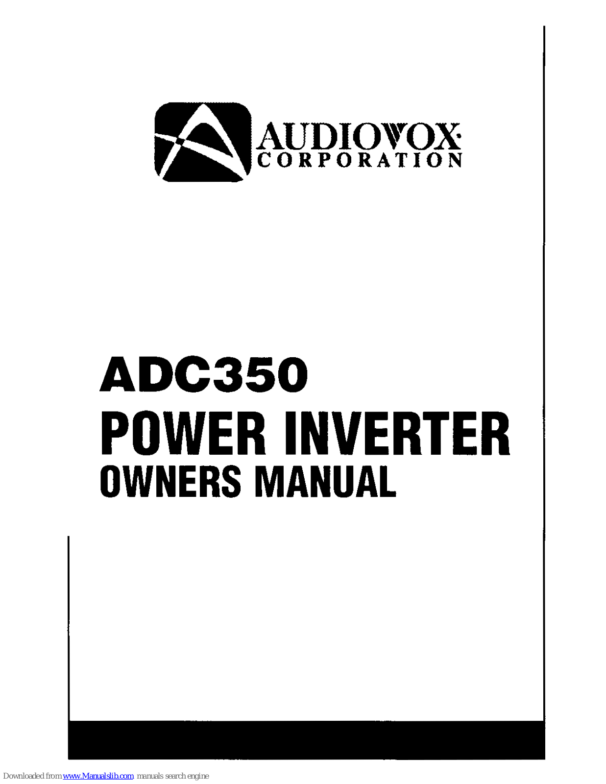 Audiovox ADC350 Owner's Manual