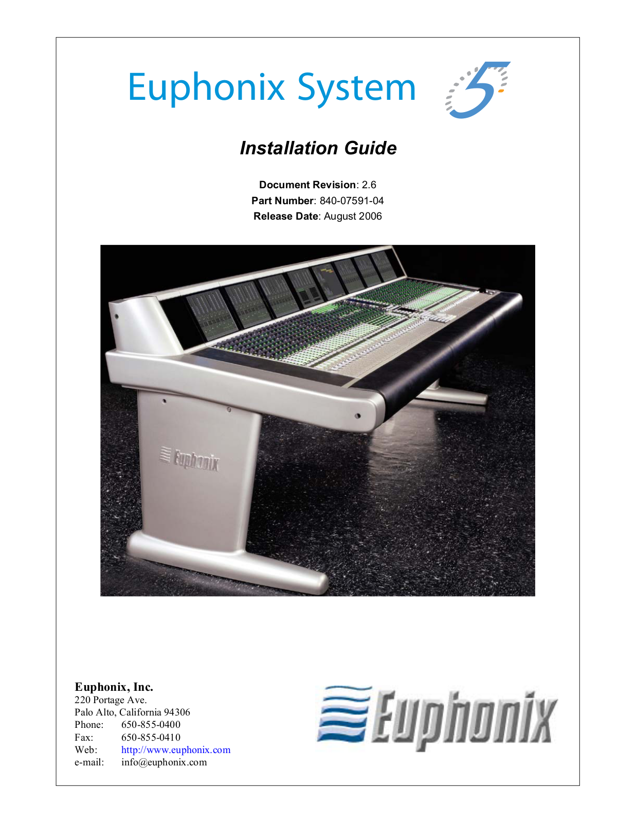 Euphonix 840-07591-04 User Manual