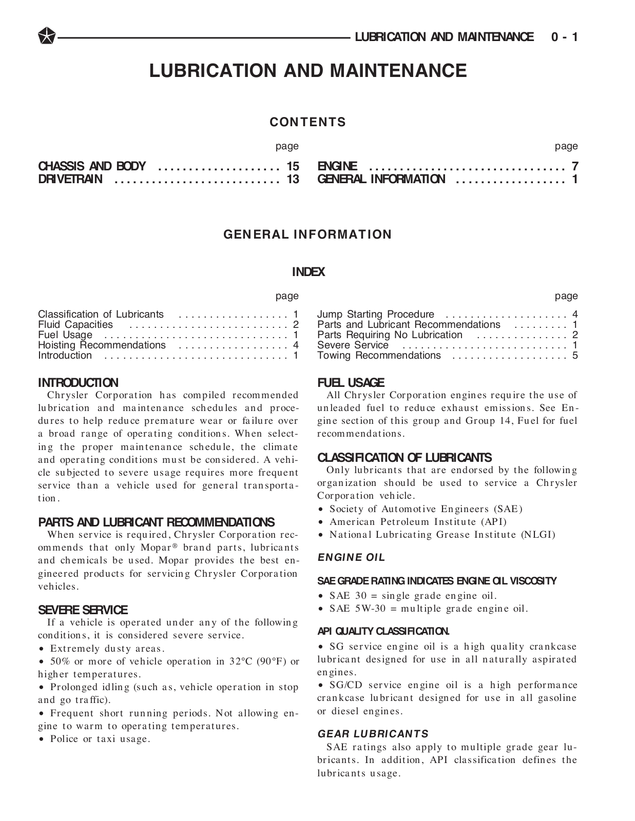 Chrysler Concorde 1993 User Manual