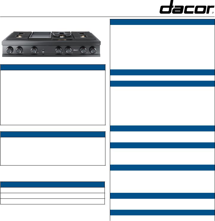 Dacor DTT48M976LS, DTT48M976HS, DTT48M976AS, DTT48M976LM, DTT48M976PM Specification Sheet
