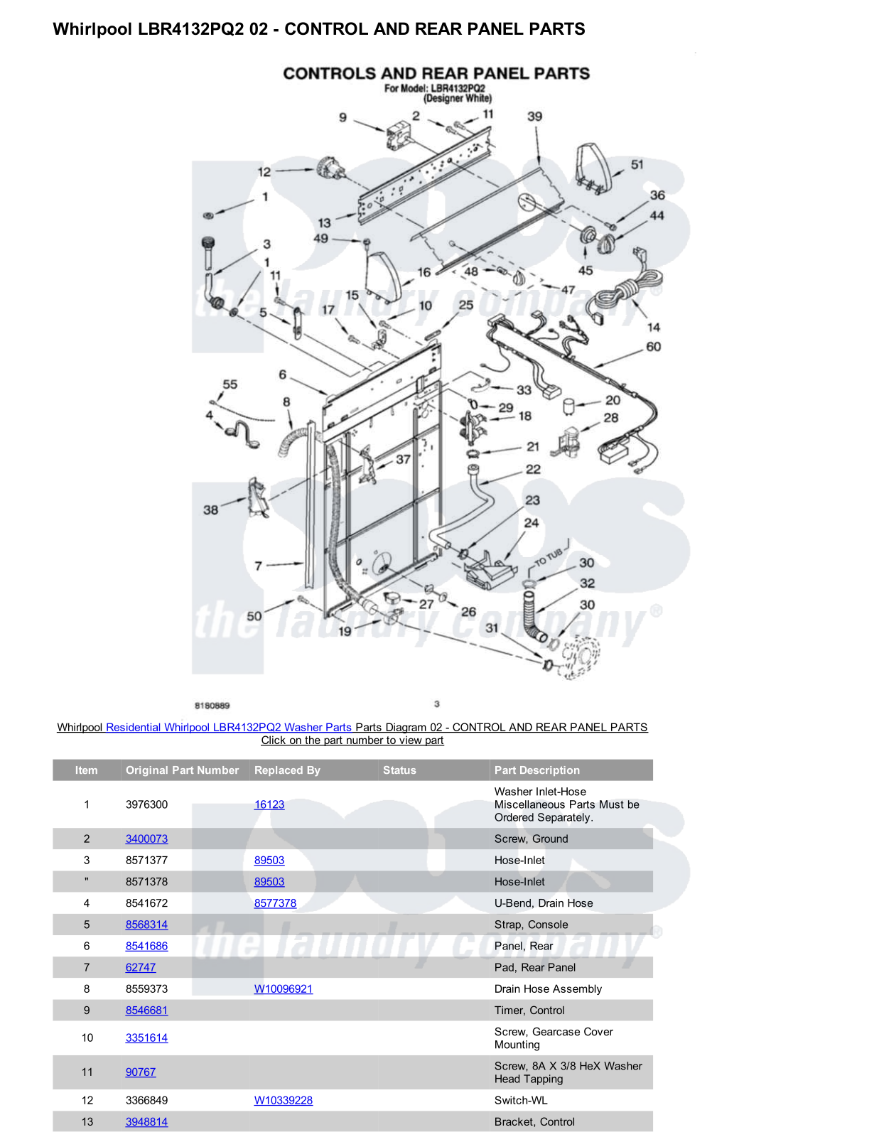 Whirlpool LBR4132PQ2 Parts Diagram