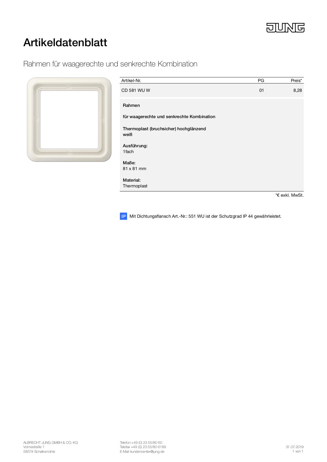 Jung CD 581 WU W User Manual