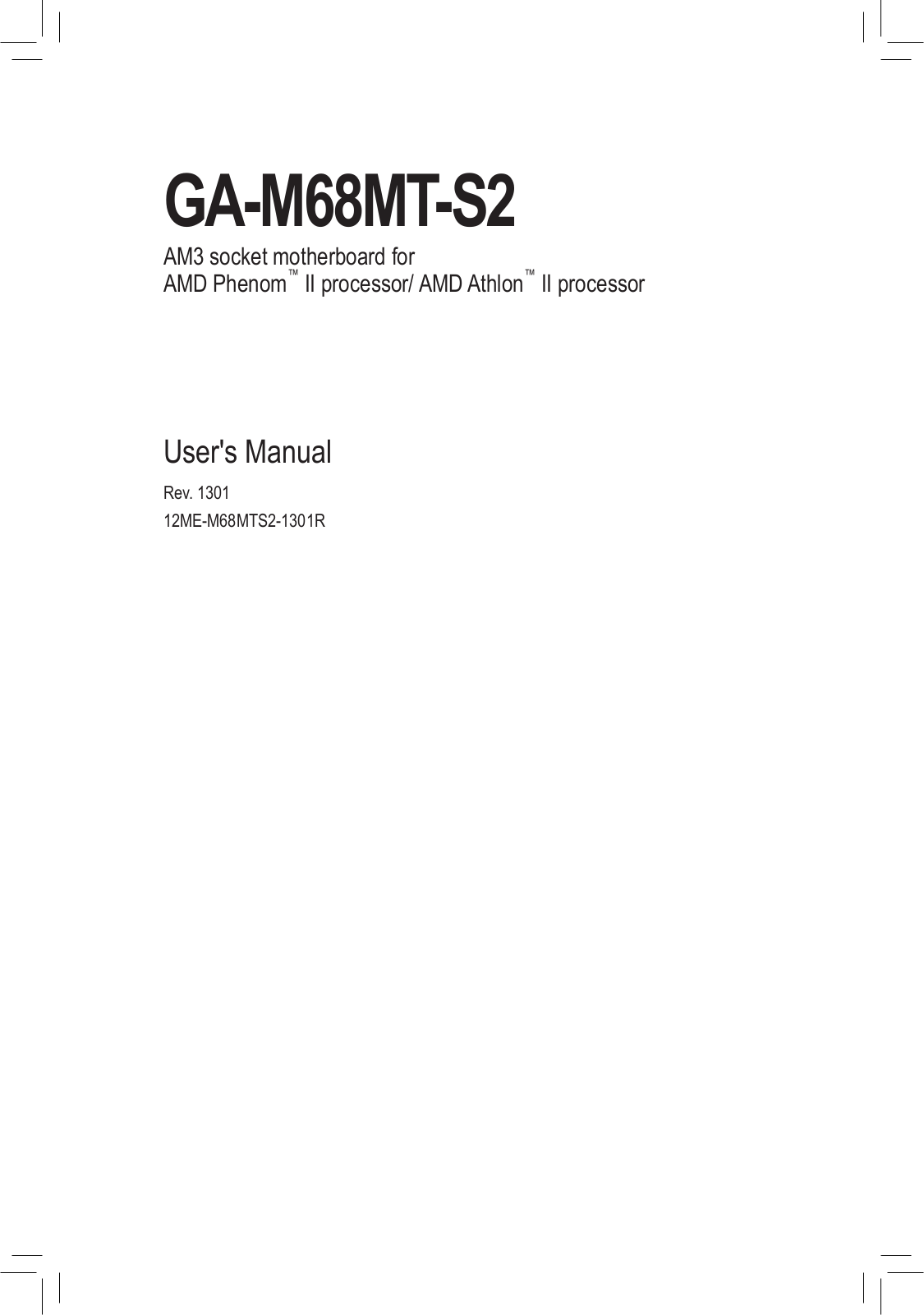 GIGABYTE GA-M68MT-S2 Owner's Manual