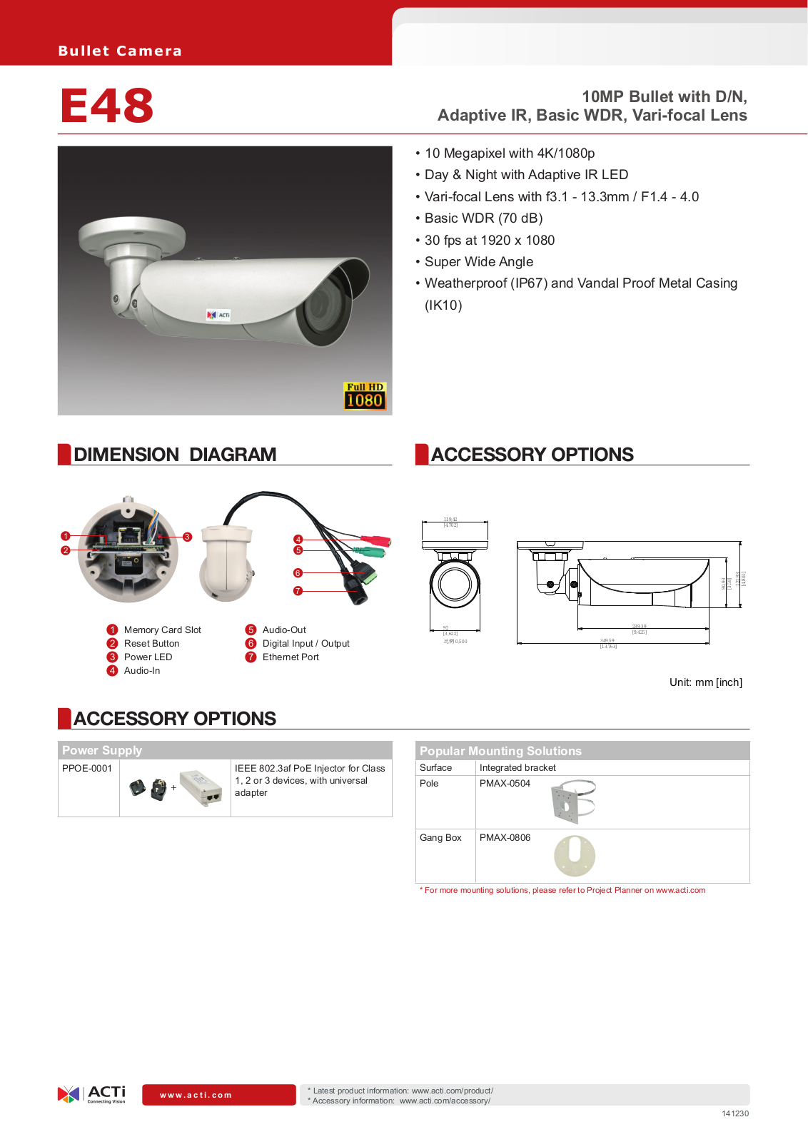 ACTi E48 Specsheet