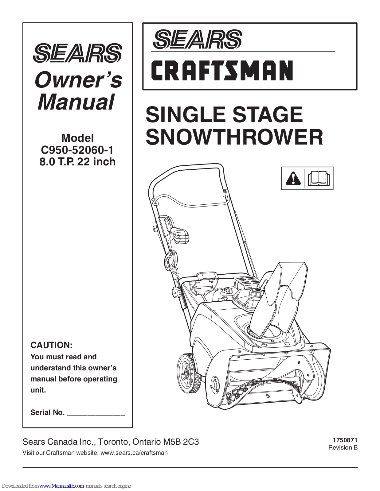 Craftsman C950-52060-1 Owner's Manual