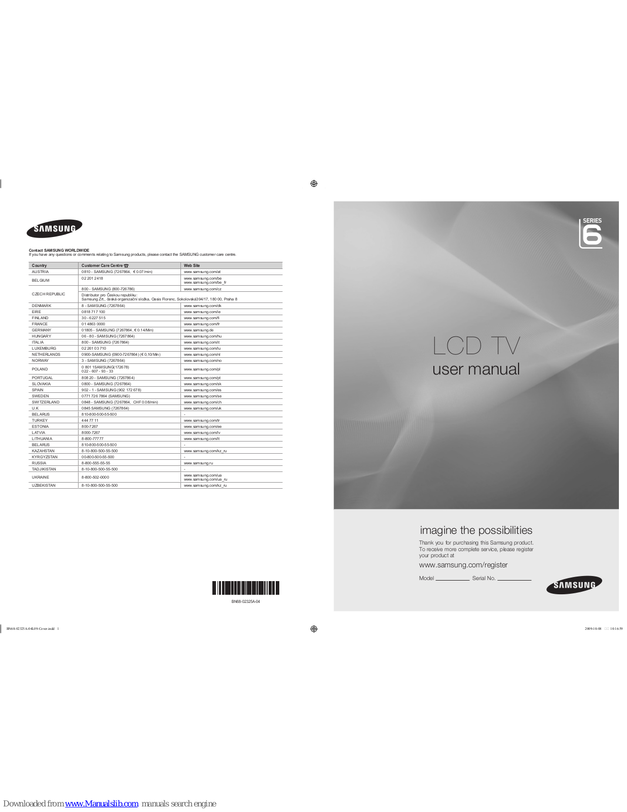 Samsung LE55B651T3WXXC, LE40B650T2WXXC, LE55B652T4WXXC, LE55B653T5WXXC, LE40B651T3WXXC User Manual