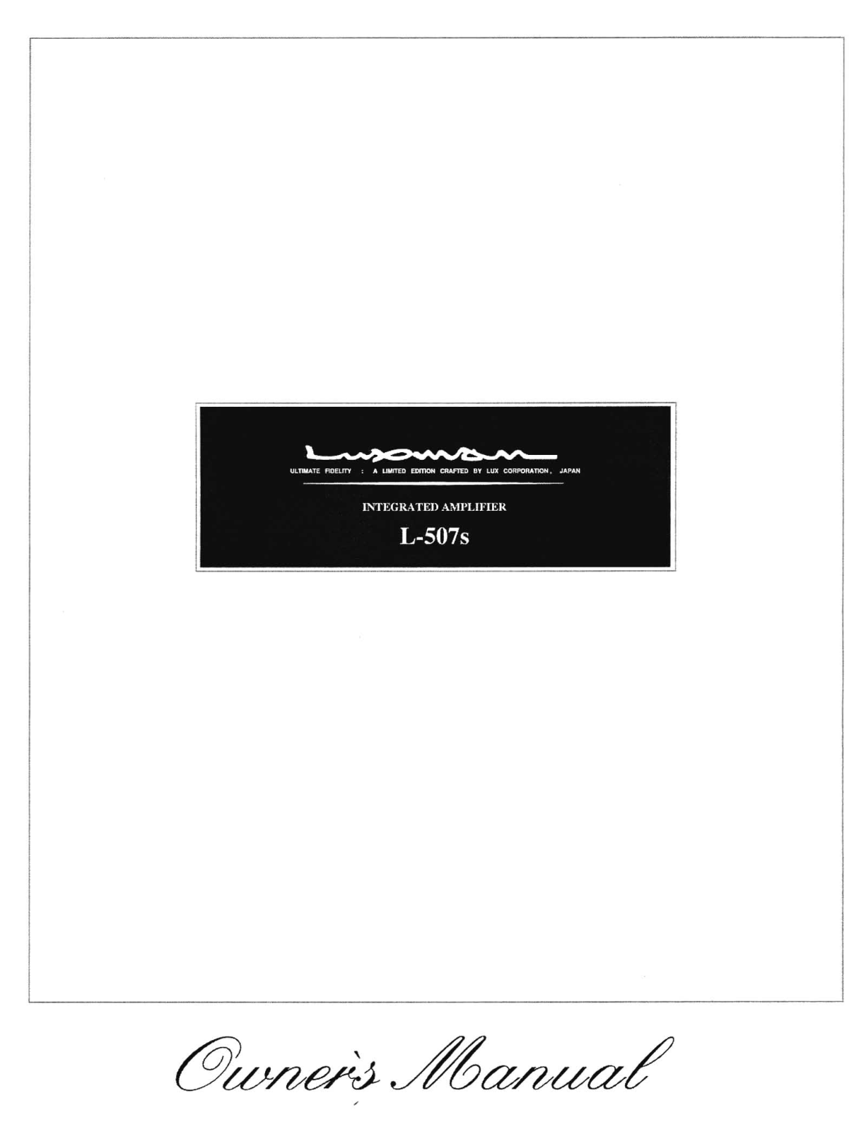 Luxman L-507-S Owners Manual