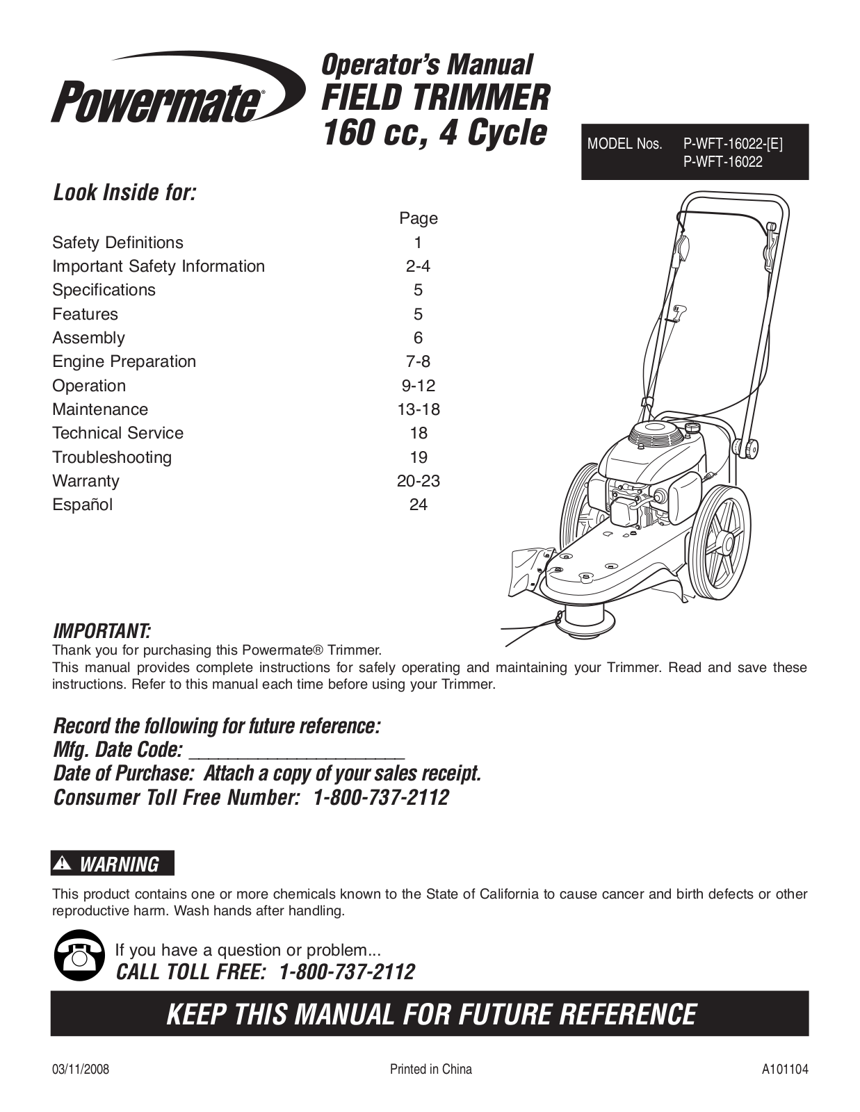 Powermate P-WFT-16022-[E] User Manual