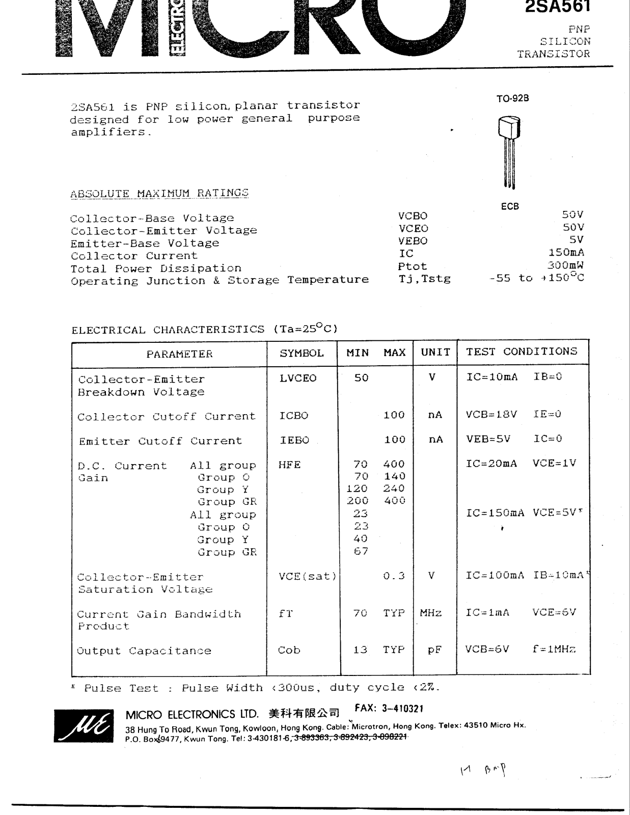 ME 2SA561 Datasheet