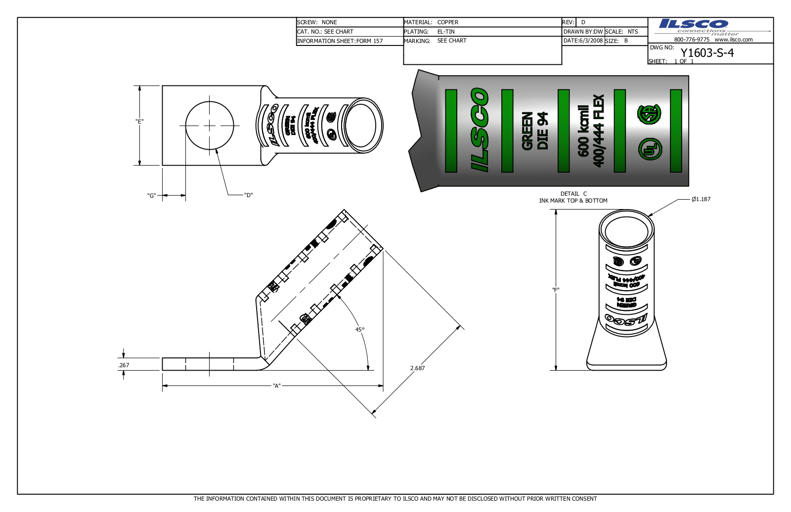 Ilsco CLNB-600-12-4 Data sheet