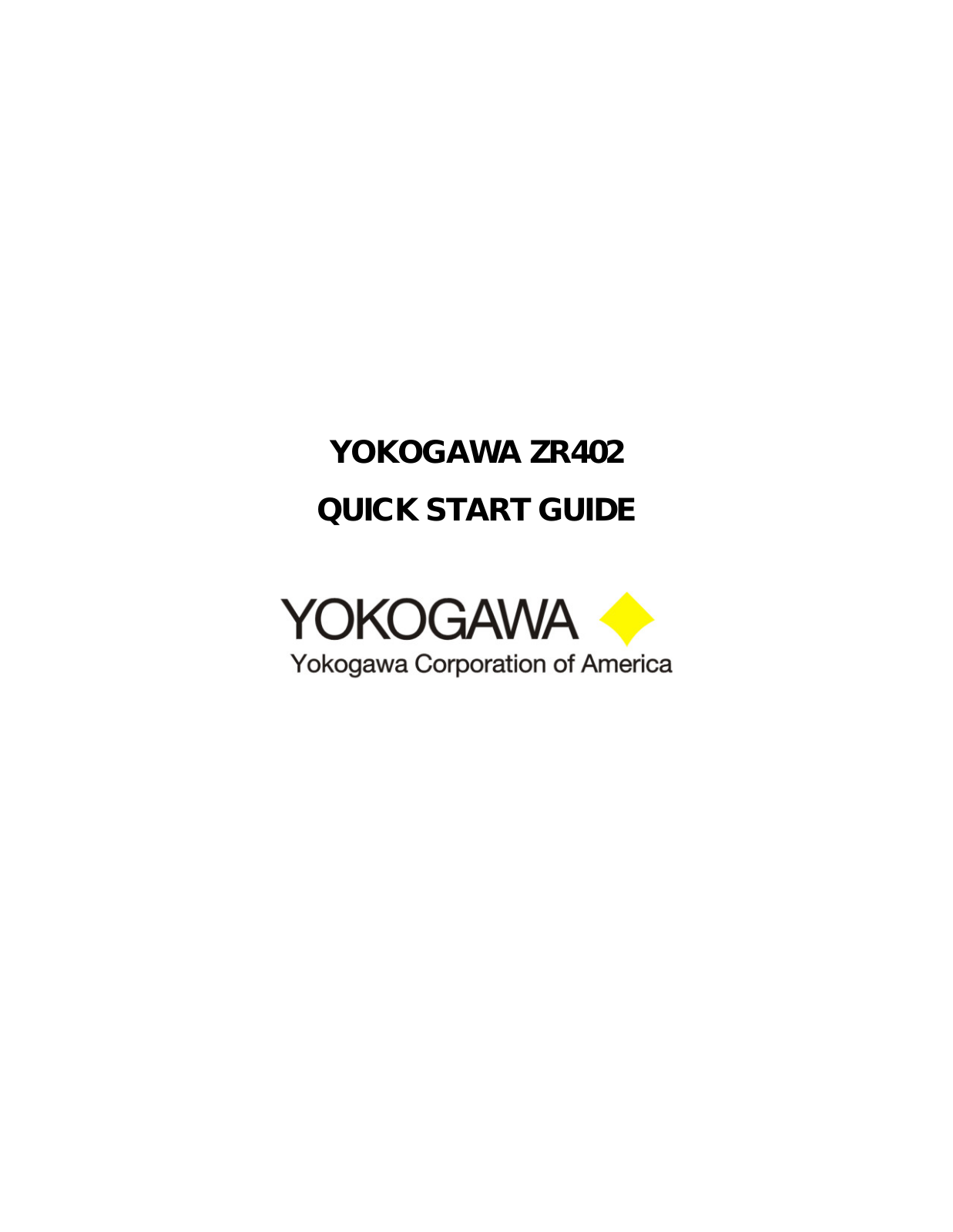 Yokogawa ZR402 User Manual