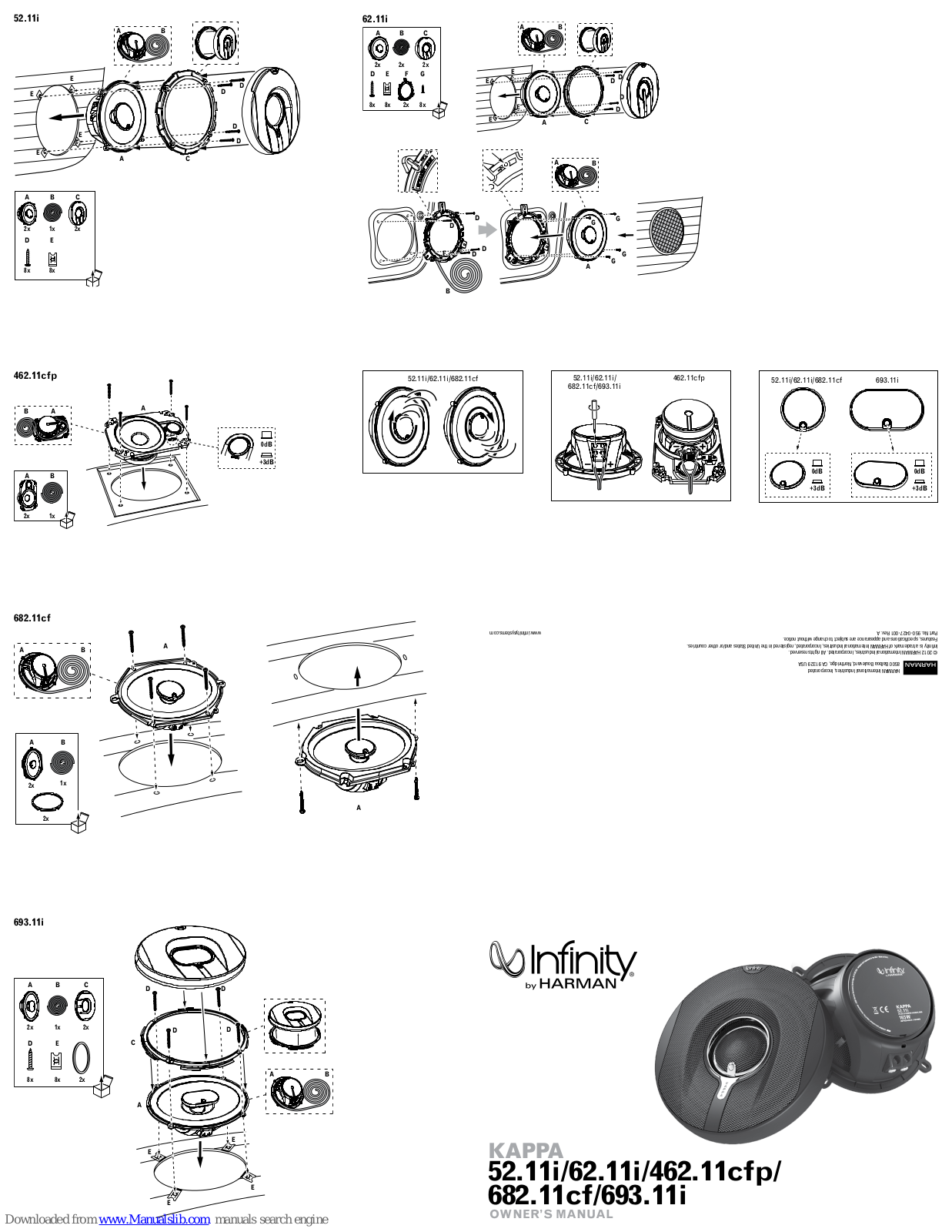 Harman Infinity Kappa 52.11i, Infinity Kappa 682.11cf, Infinity Kappa 693.11i, Infinity Kappa 62.11i, Infinity Kappa 462.11cfp Owner's Manual