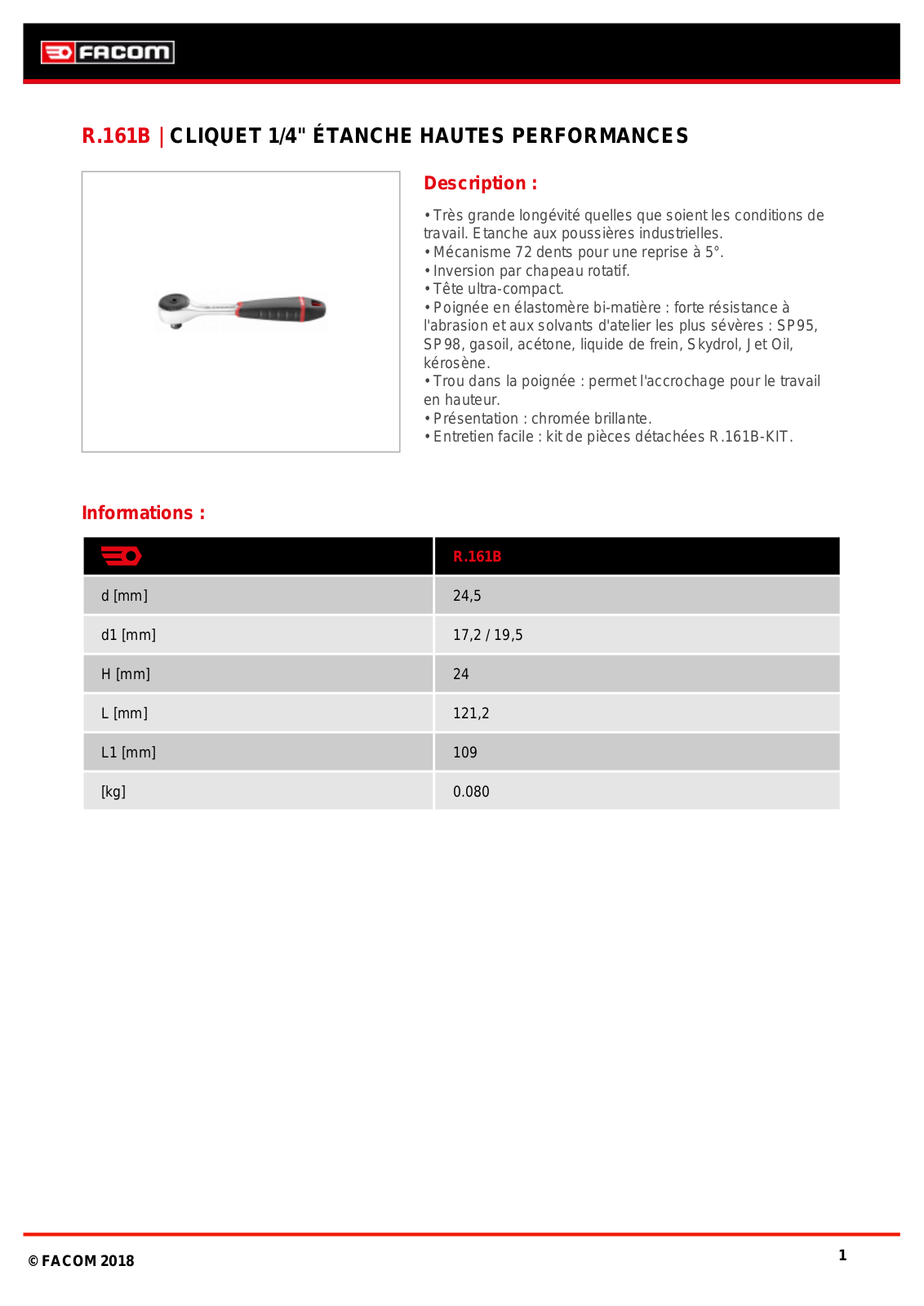 Facom R.161BPB Specification - ManualMachine.com