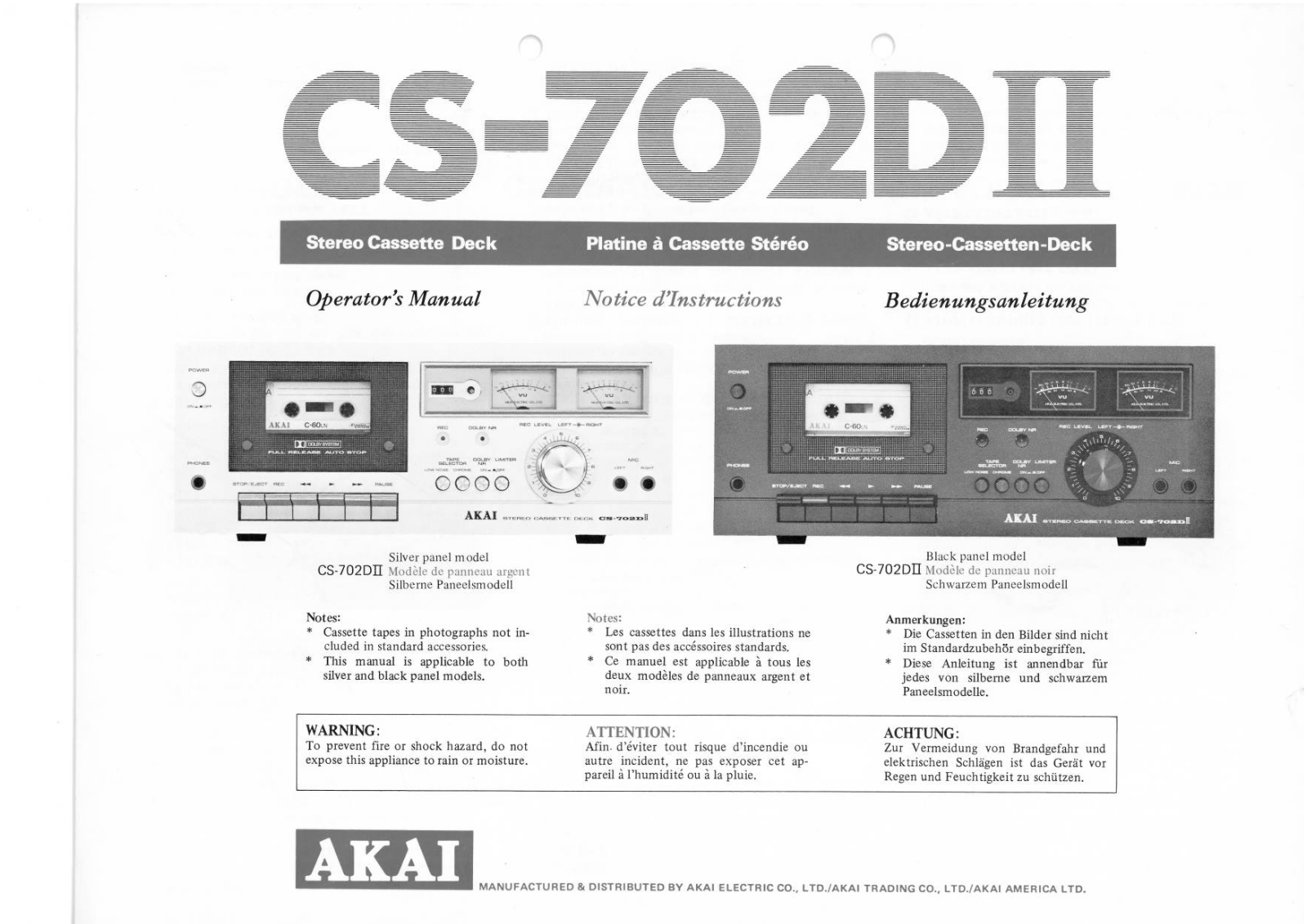 Akai CS-702-D-Mk2 Owners Manual