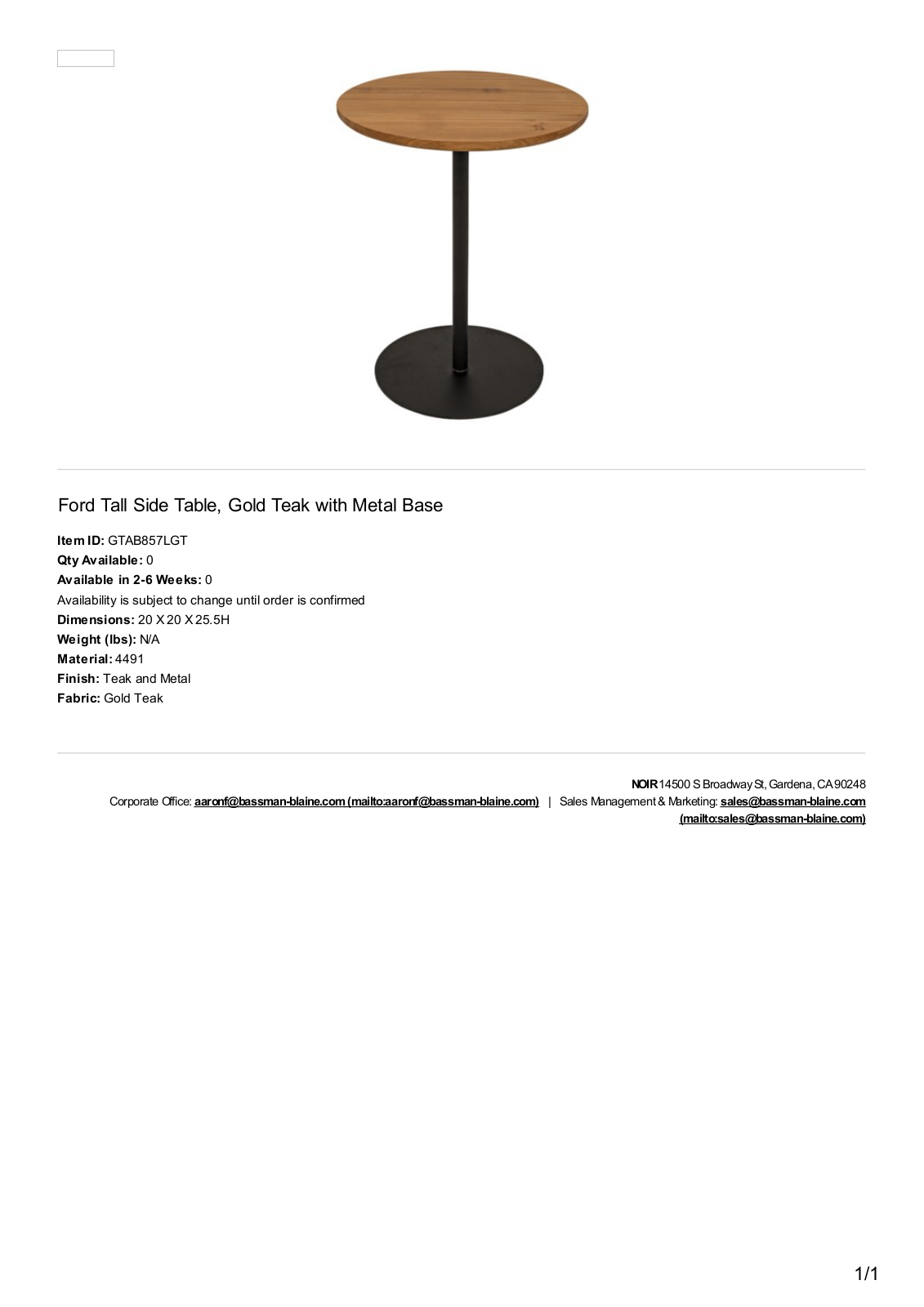 Noir MBYR1378 Specifications - ManualMachine.com