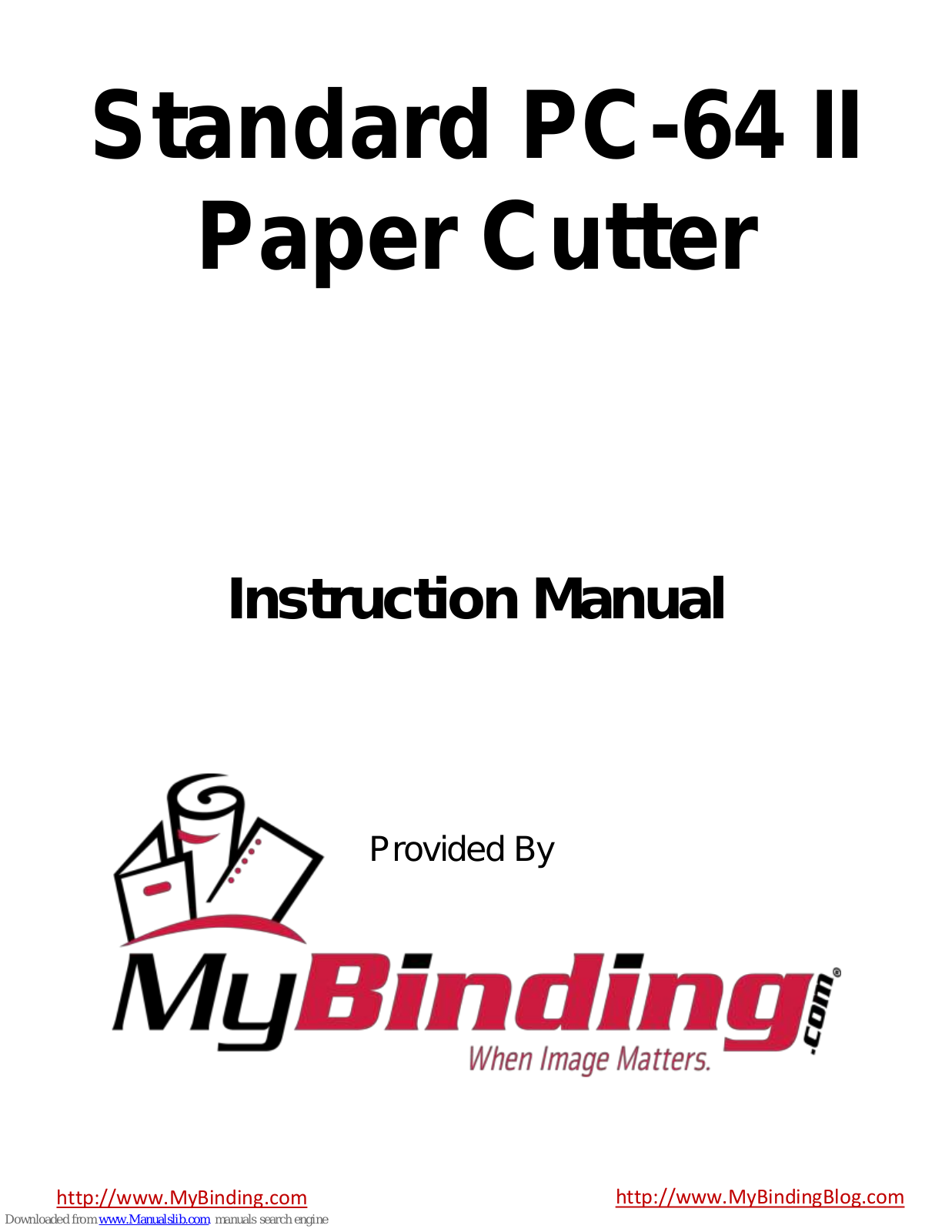 MyBinding Standard PC II-, Standard PC-64 II Instruction Manual